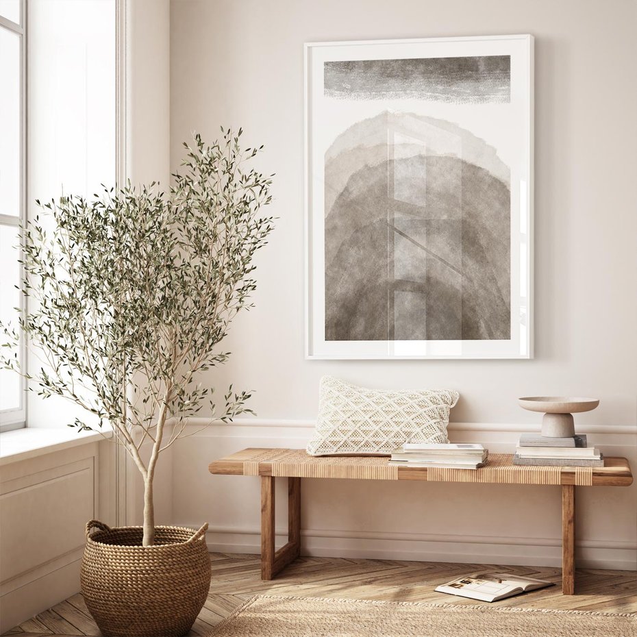 Plakat w ramie 40x50 - Przenikające Kształty - rozmyte cienie, abstrakcja - rama biała