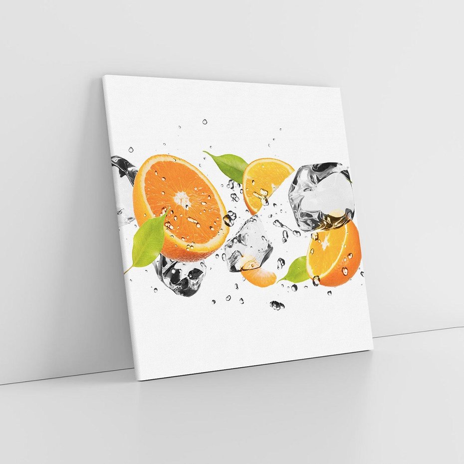 Obraz na płótnie 50x50 - Słoneczne pomarańcze z wodą - pomarańcze, woda