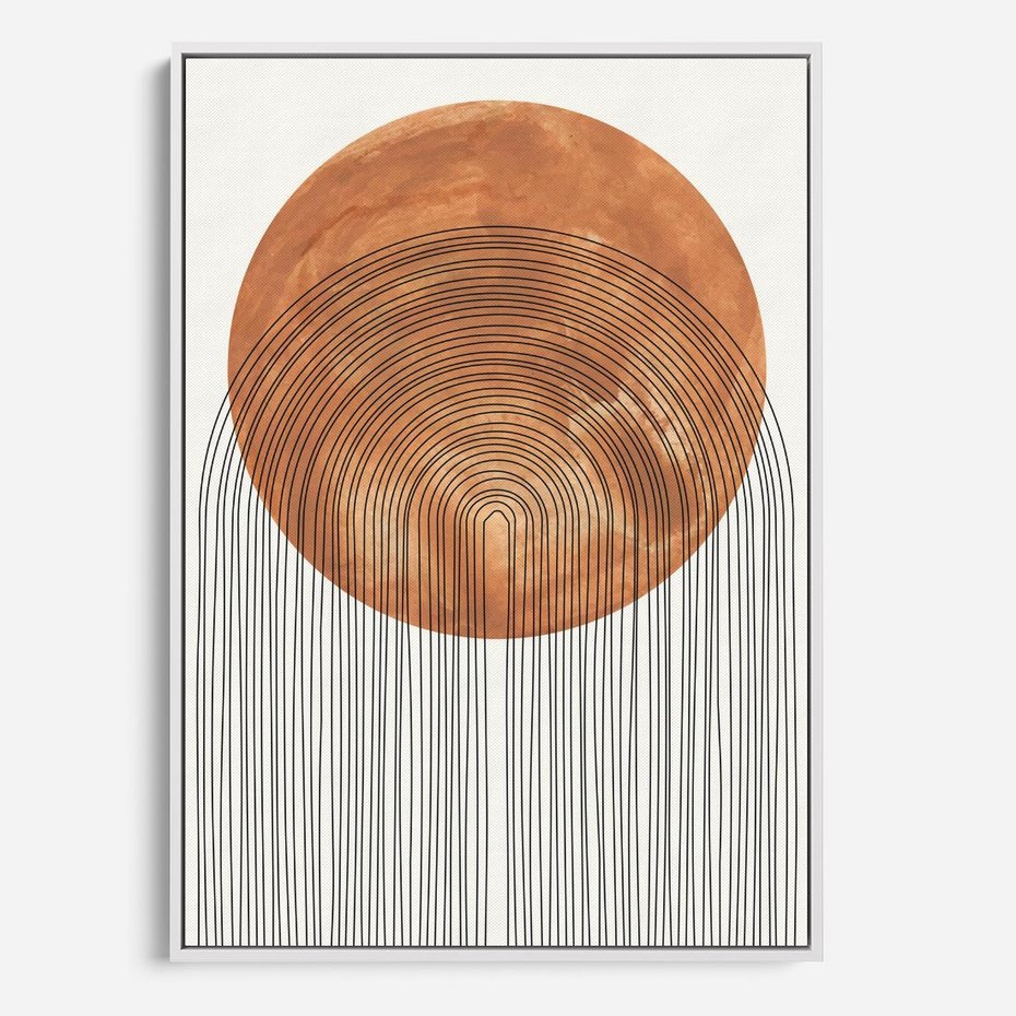 Obraz w ramie 50x70 - Konturem Kształtowane - koło, boho styl - rama biała