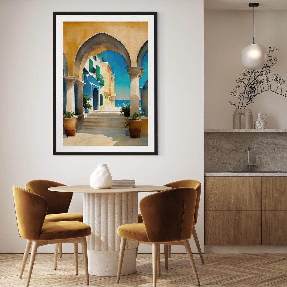 Plakat bez ramy 40x50 - Nadmorskie Łuki - akwarela, śródziemnomorski klimat