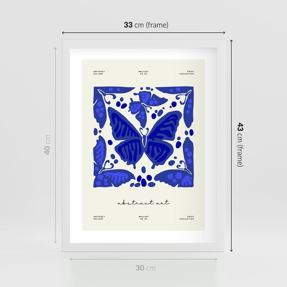 Plakat w ramie 30x40 - Wibracje Wnętrza - nowoczesny plakat, odcienie błękitu - rama biała