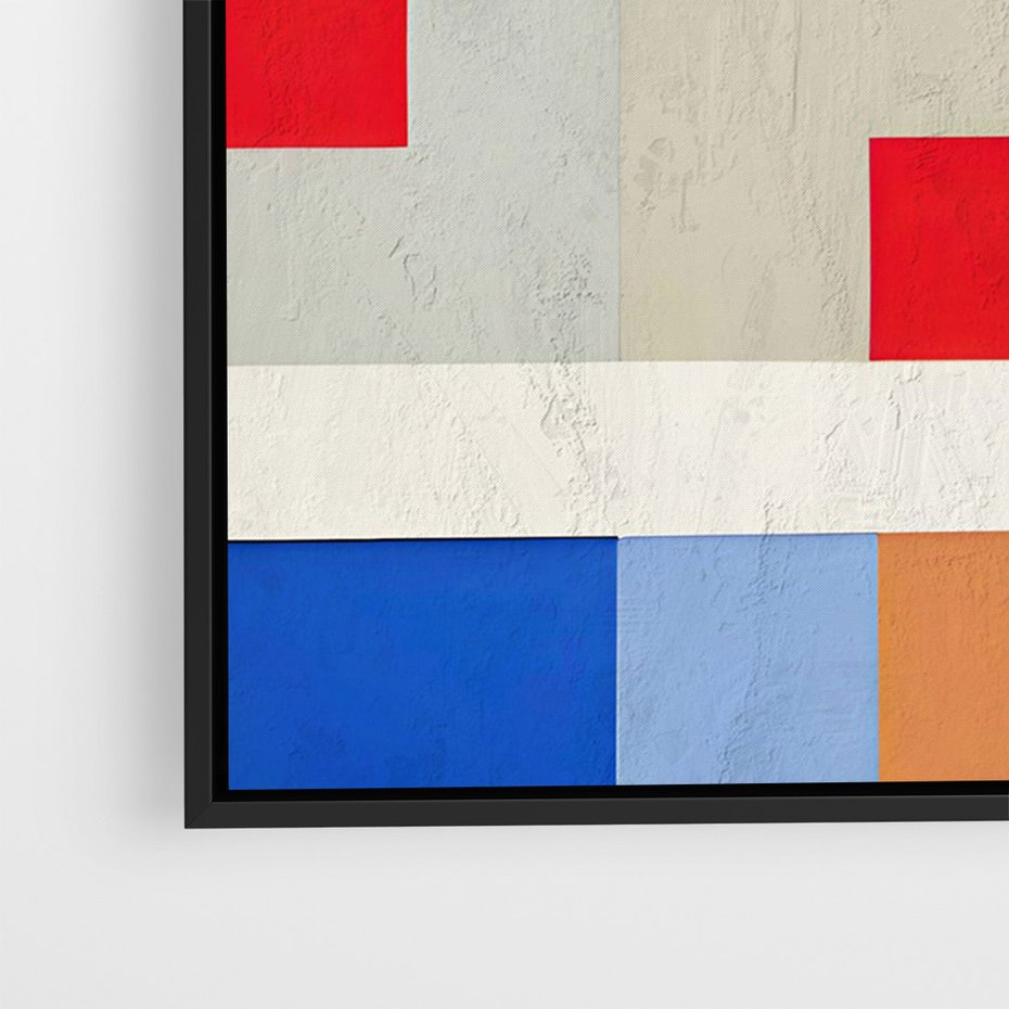 Obraz w ramie 50x70 - Bezczasowe Przenikanie Kształtów - abstrakcyjne geometryczne kształty, olejny obraz - rama czarna