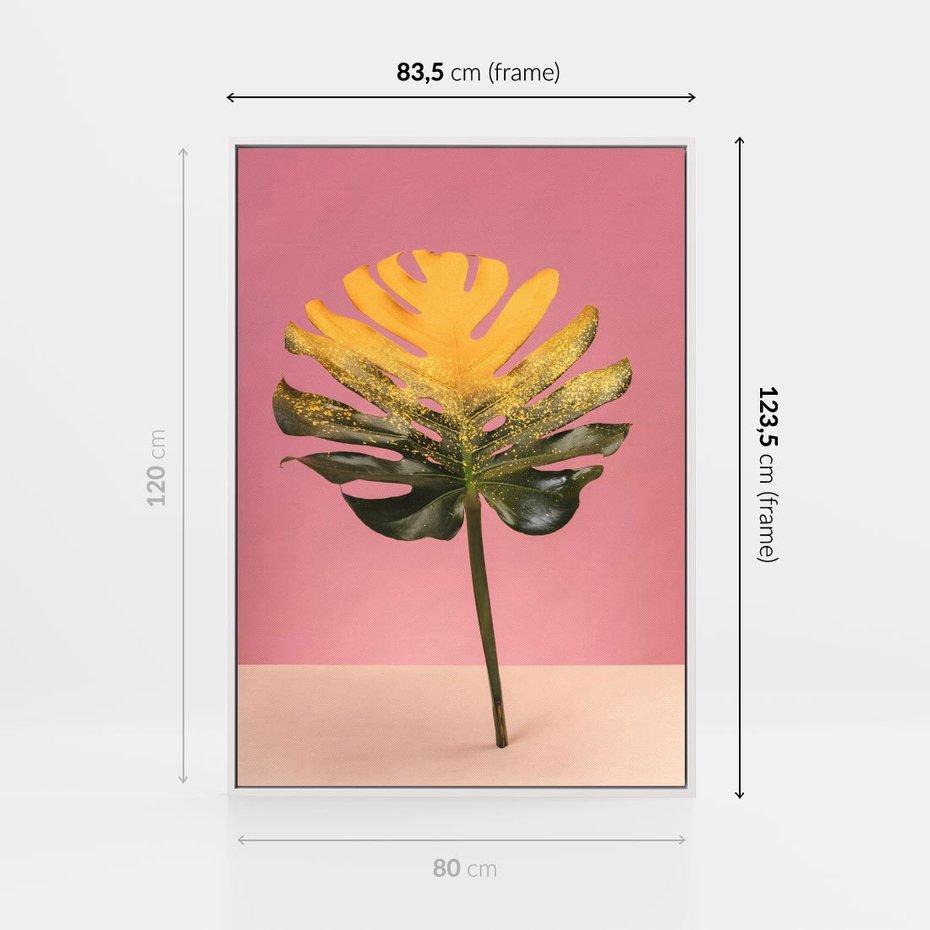 Obraz w ramie 80x120 - Majestatyczna monstera - monstera, liść - rama biała