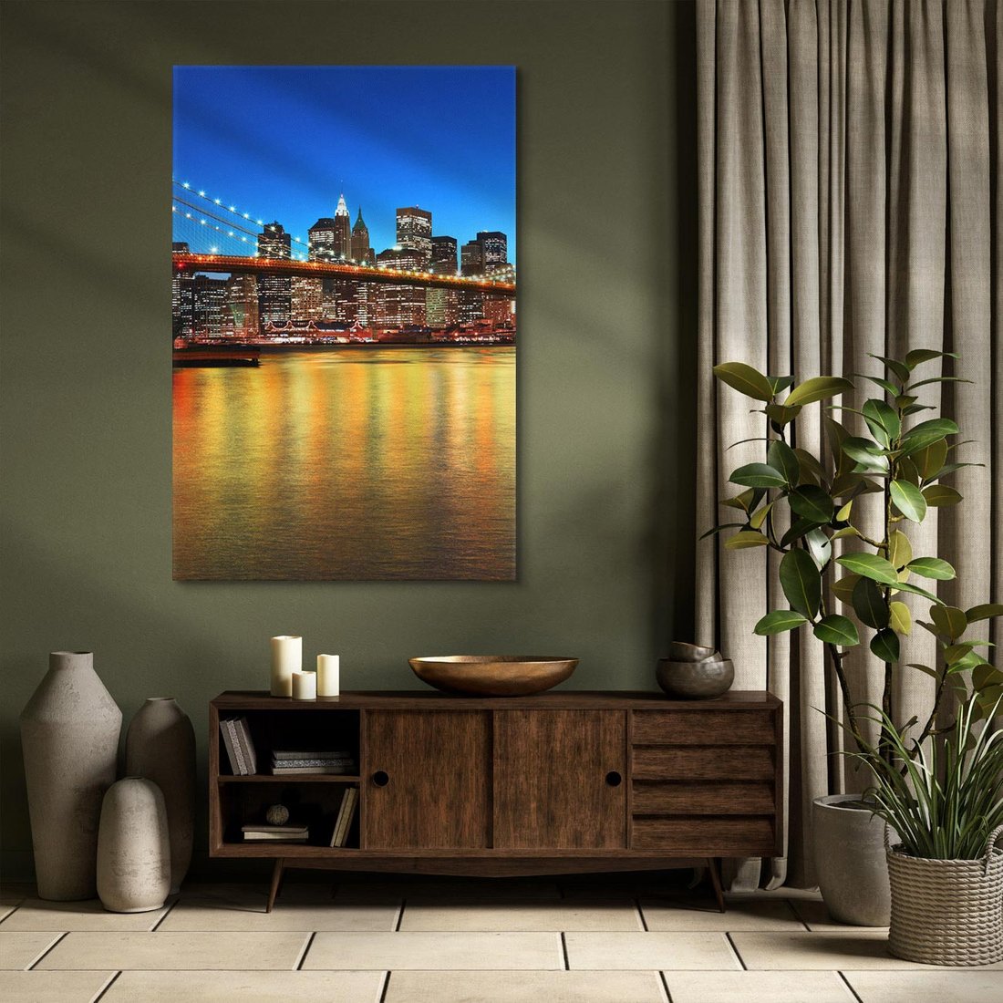 Obraz na płótnie 80x120 - Symbol nowojorskiego krajobrazu: most Brooklyn - most, NY