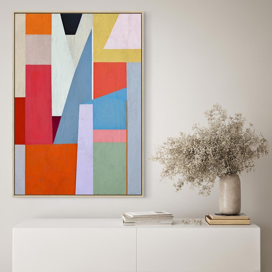 Obraz w ramie 50x70 - Migotliwe Nastroje Kształtów - różne geometryczne formy, olejny obraz - rama drewno