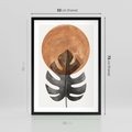 Plakat w ramie 50x70 - Natura a Sztuka - liść monstery, czarna grafika - rama czarna