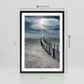 Plakat w ramie 50x70 - Burzowy pomost na plaży - plaża, pomost - rama czarna