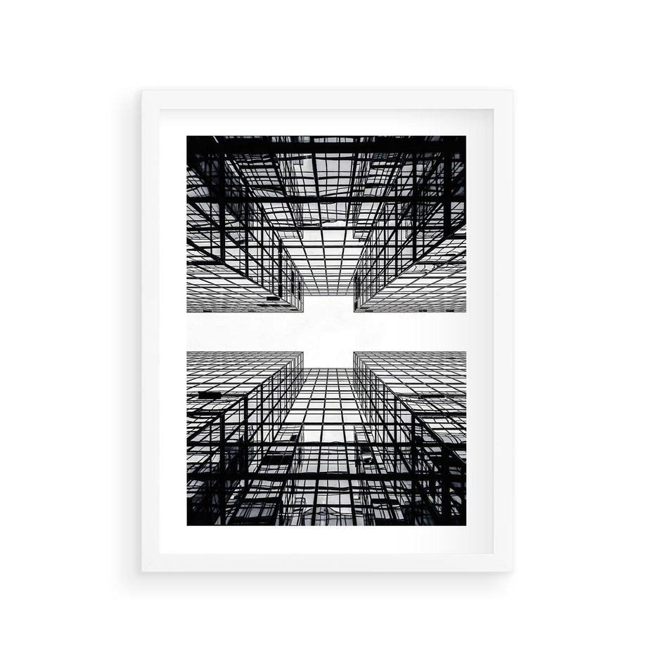 Plakat w ramie 30x40 - Czar i Wielkość - wieżowce, architektura - rama biała