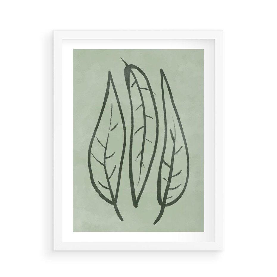 Plakat w ramie 50x70 - Energetyczne Ekspresje Natury - zielony plakat, roślinne motywy - rama biała