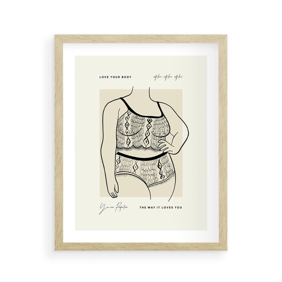 Plakat w ramie 40x50 - Spojrzenia Wewnętrznych Widoków - nowoczesna sztuka kobieca, plakat - rama drewno