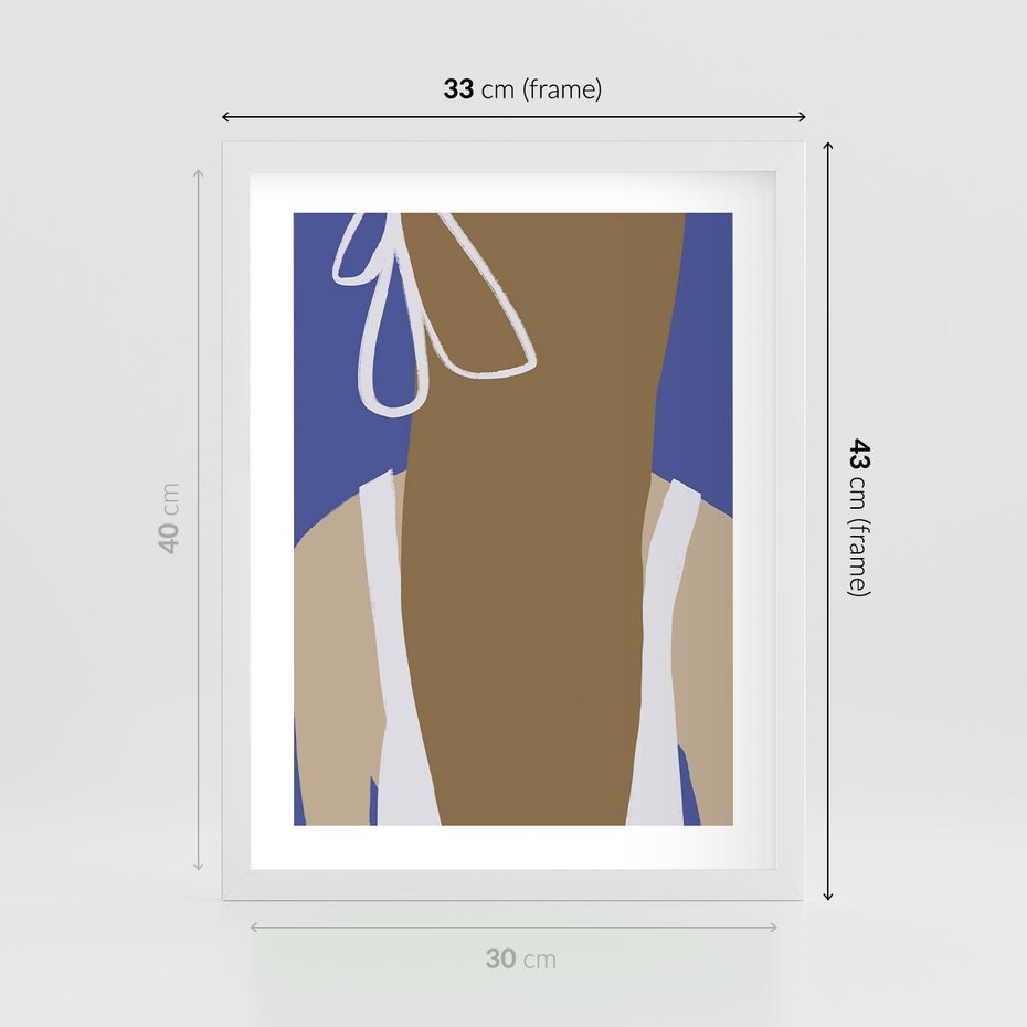 Plakat w ramie 30x40 - Kobieca Inspiracja - plakat retro, kobieta z kokardą - rama biała