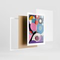 Plakat w ramie 30x40 - Kolorowe Ulotności - abstrakcyjny obraz olejny, żywe kolory - rama biała