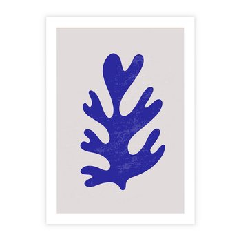 Plakat bez ramy 30x40 - Przenikająca Struktura - boho plakat, niebieski liść w intensywnym kolorze