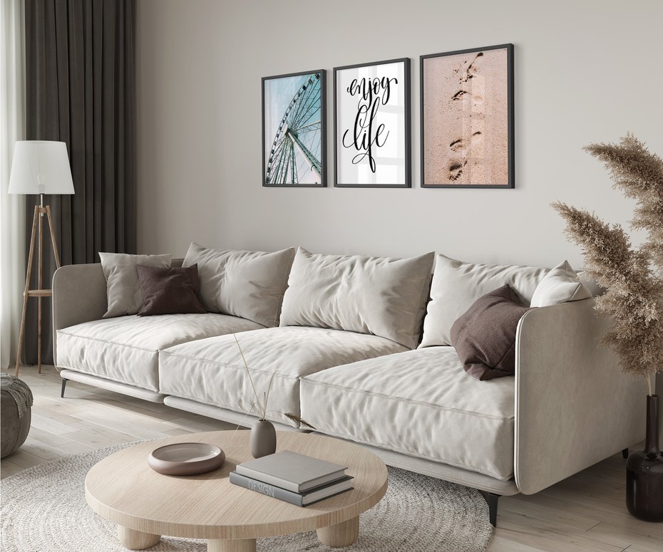 Zestaw obrazy w ramie 40x50 galeria - Wakacje, lato, pozytywny, cytat - rama czarna