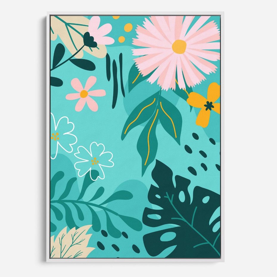 Obraz w ramie 80x120 - Kwiatowe Wibracje - pastelowa kompozycja, kwiaty - rama biała