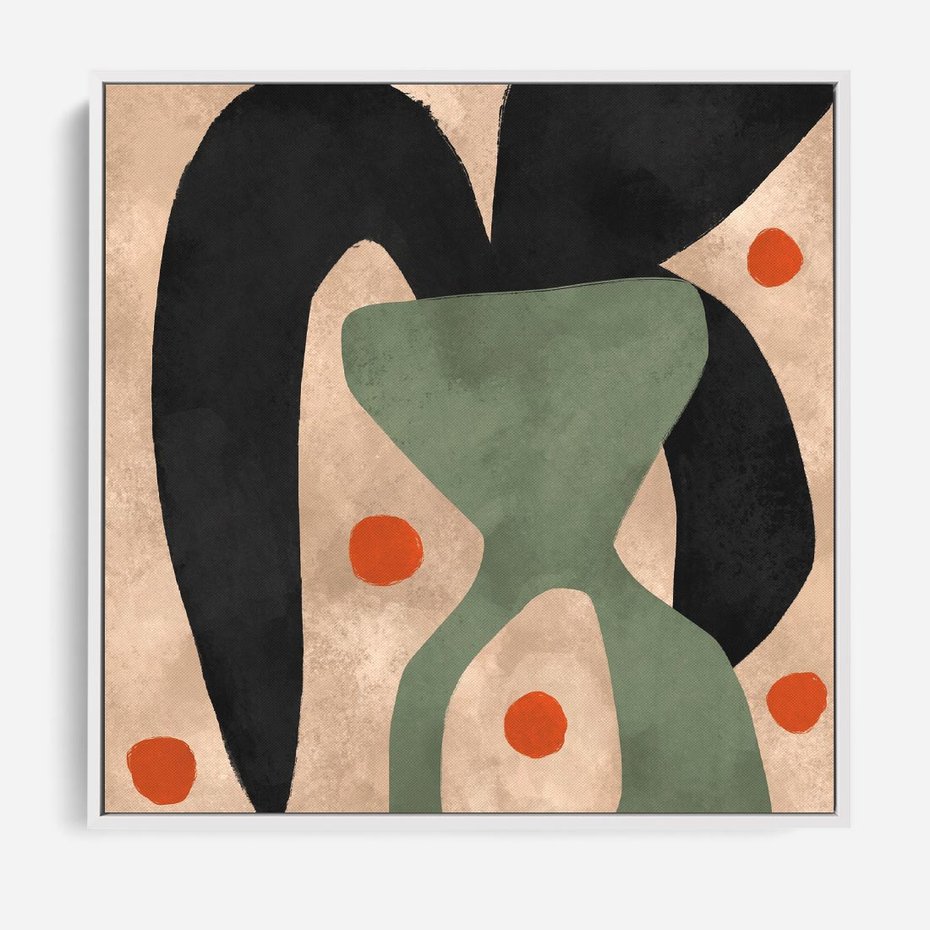 Obraz w ramie 80x80 - Impresje Boho - abstrakcyjny obraz, plakat - rama biała