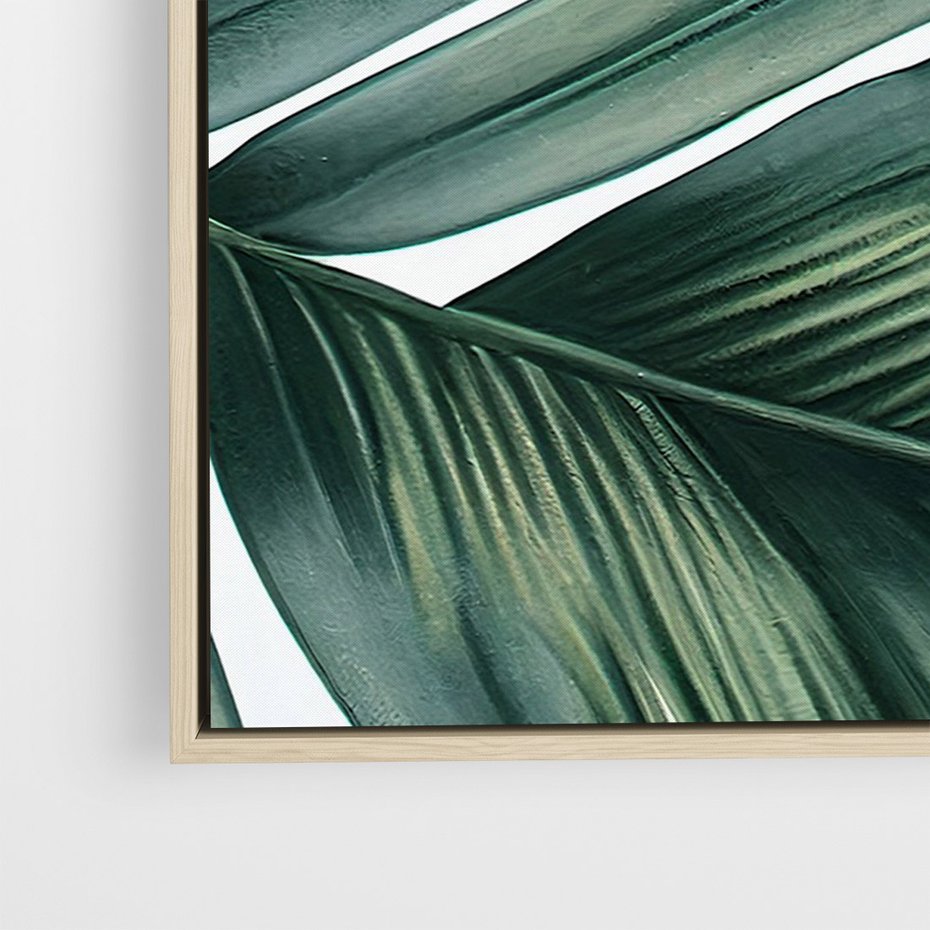 Obraz w ramie 50x70 - Ruchome liście czasu - liście palmy, tropikalne - rama drewno