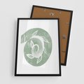 Plakat w ramie 50x70 - Zielony Świat Odpoczynku - abstrakcyjny zielony motyw, skandynawski design - rama czarna