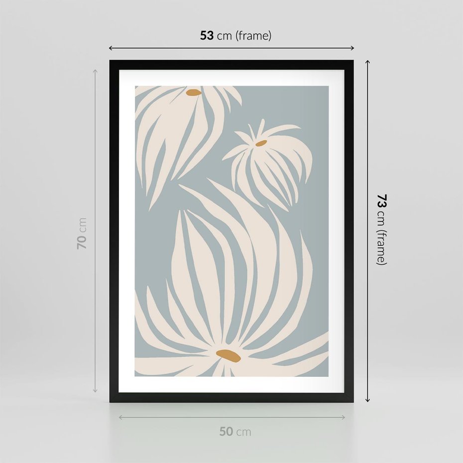 Plakat w ramie 50x70 - Kwiatowe Kształty - kwiaty, nowoczesne i minimalistyczne - rama czarna