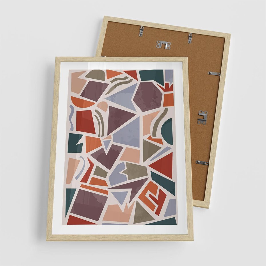 Plakat w ramie 50x70 - Intrygujące Rozbicie - gemoetryczne kształty, mozaika - rama drewno