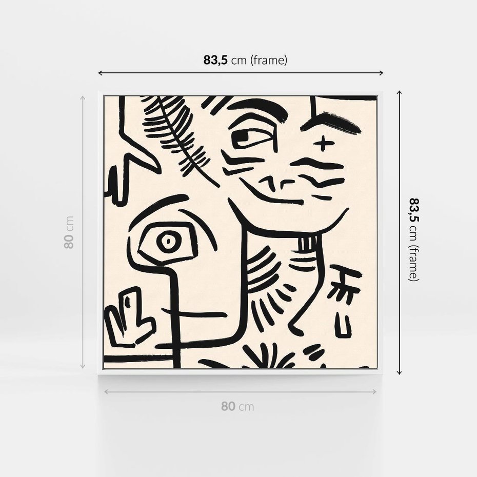 Obraz w ramie 80x80 - Ekspresyjne Odbicia Współczesności - abstrakcyjna grafika, minimalizm - rama biała