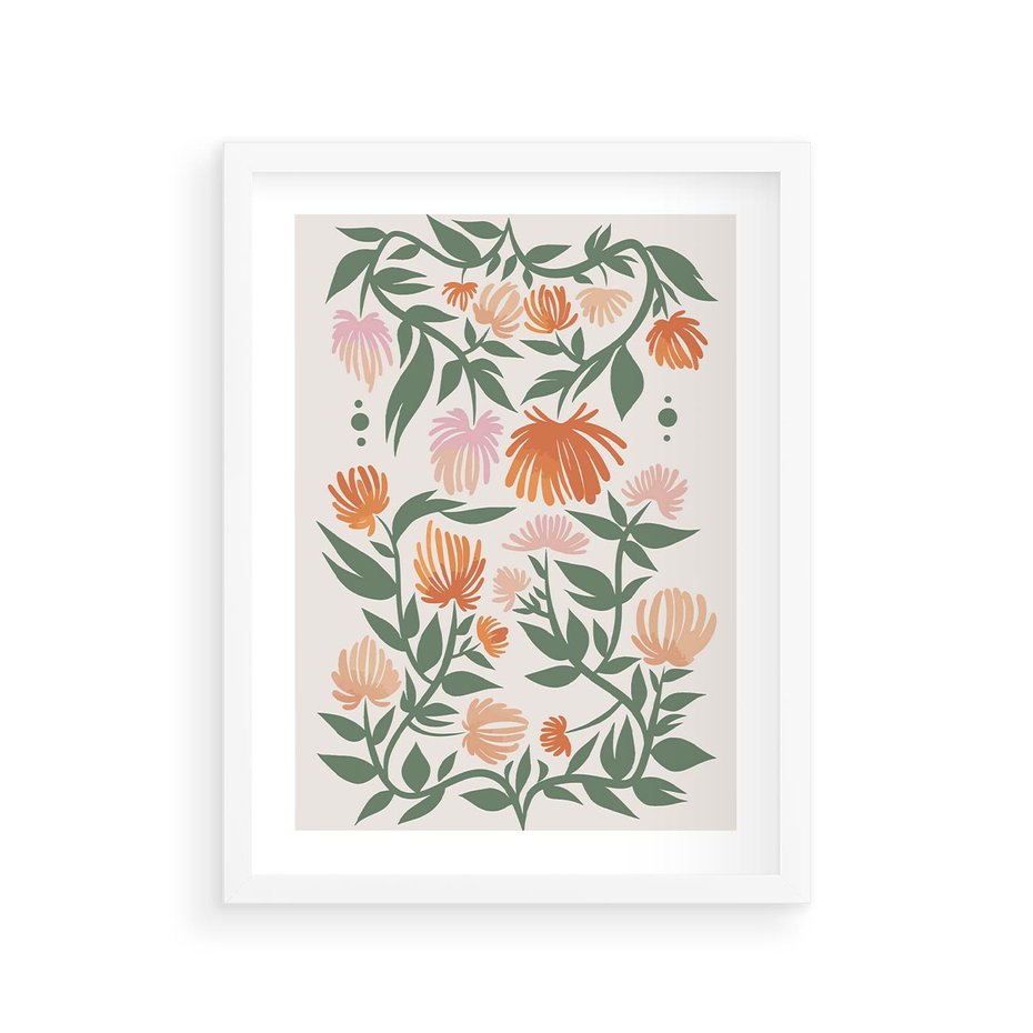 Plakat w ramie 30x40 - Kwiatowe Odbicia - kwiaty polne, plakat - rama biała