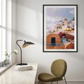 Plakat bez ramy 21x30 - Błękit Morza i Białe Domki - Santorini, wyspa