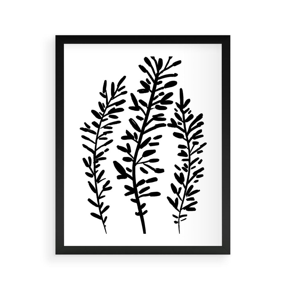 Plakat w ramie 40x50 - Spokojne Wiatrem Uginane - szkic, czarno biały - rama czarna