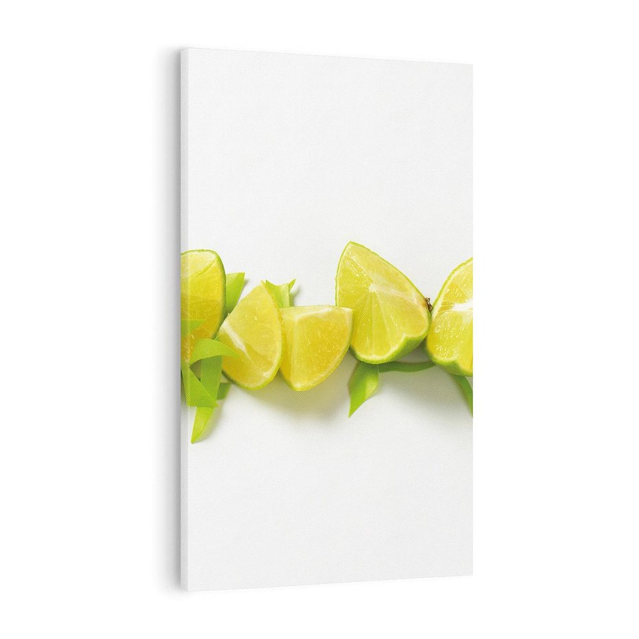 Obraz na płótnie 80x120 - owocowa eksplozja - limonki, owoce