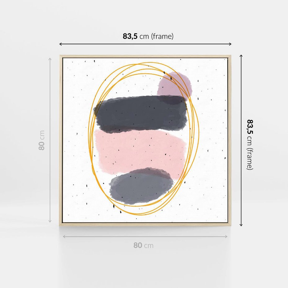 Obraz w ramie 80x80 - Migocące Odbicia - abstrakcyjna kompozycja, jak ręcznie malowana - rama drewno