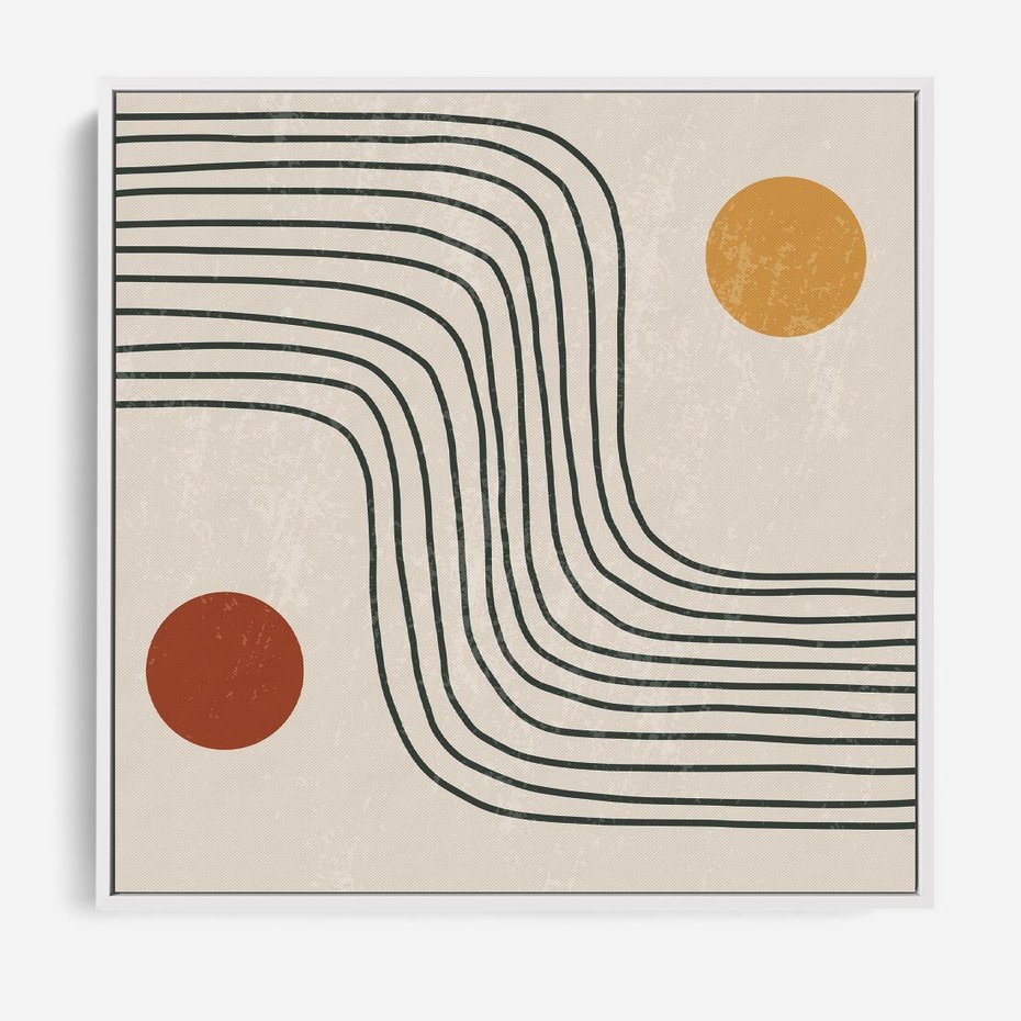 Obraz w ramie 80x80 - Czysta Refleksja - abstrakcyjna sztuka, boho kształty - rama biała