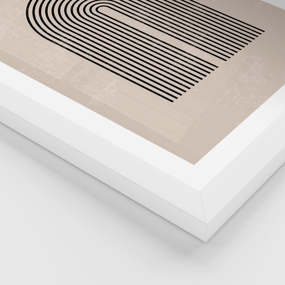 Plakat w ramie 40x50 - Migocące Echa - abstrakcyjne linie, geometria - rama biała