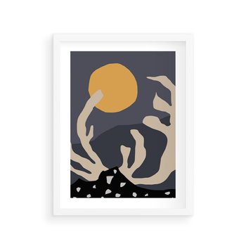 Plakat w ramie 40x50 - Tajemniczy Księżyc - nowoczesna sztuka, plakat - rama biała