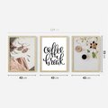 Zestaw obrazy w ramie 40x50 galeria - Coffee, break, kawa, napis - rama drewno