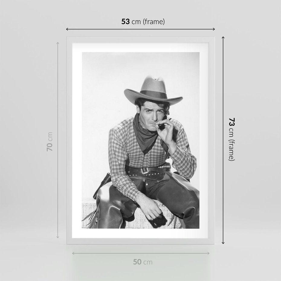 Plakat w ramie 50x70 - Dziki Zachód - retro zdjęcie, czarno białe - rama biała