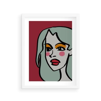 Plakat w ramie 40x50 - Ekspresja Linii - nowoczesny plakat, mocna linie - rama biała