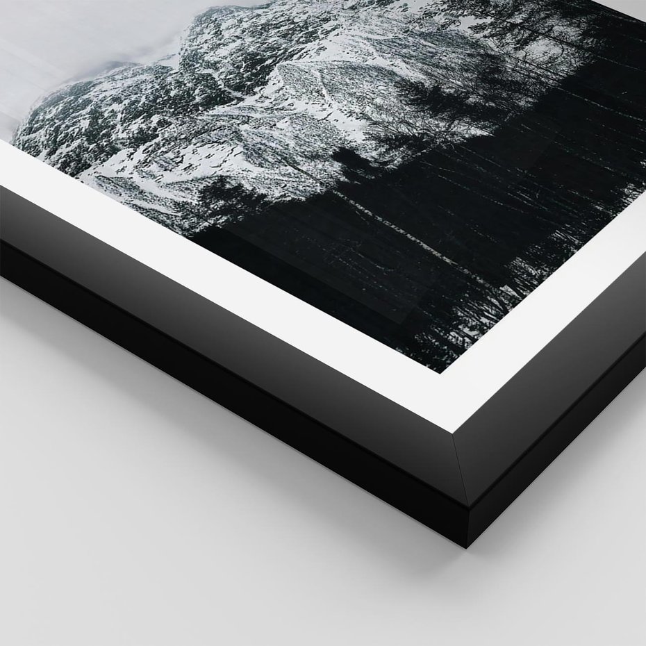 Plakat w ramie 50x70 - Zimowe Uroki Gór - góry ośnieżone, krajobraz górski - rama czarna