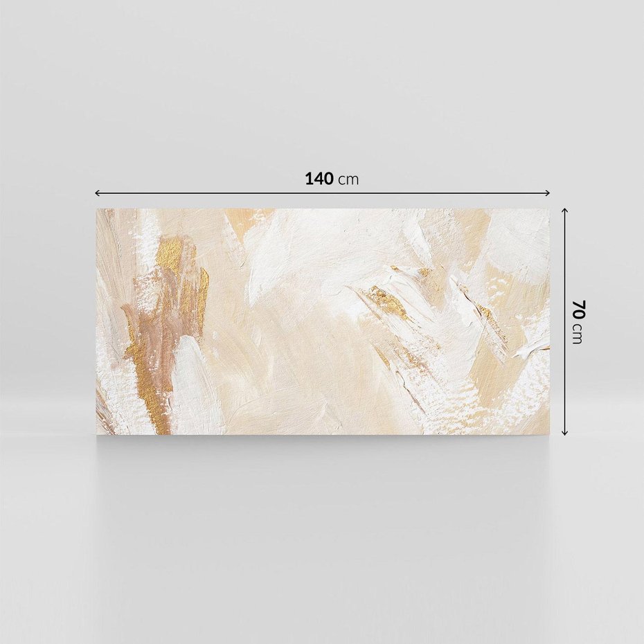 Obraz na płótnie 140x70 - Elegancja w Złocistym Chaosie - złoto beż, abstrakcja