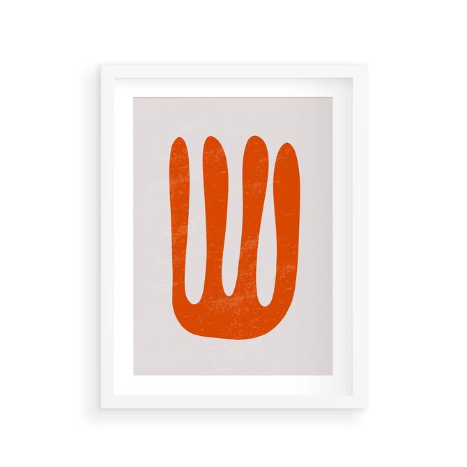 Plakat w ramie 30x40 - Eksploracja Nowego Światła - abstrakcyjna pomarańczowa forma, minimalizm - rama biała
