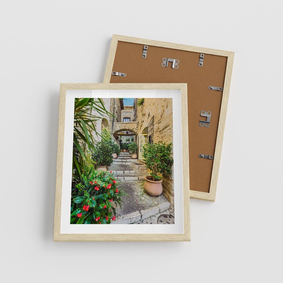 Plakat w ramie 40x50 - Perspektywa uliczki malownicza - uliczka, perspektywa - rama drewno