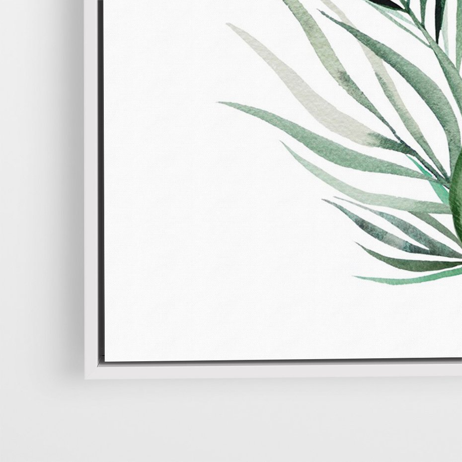 Obraz w ramie 70x100 - Blask Natury - złote, liście - rama biała