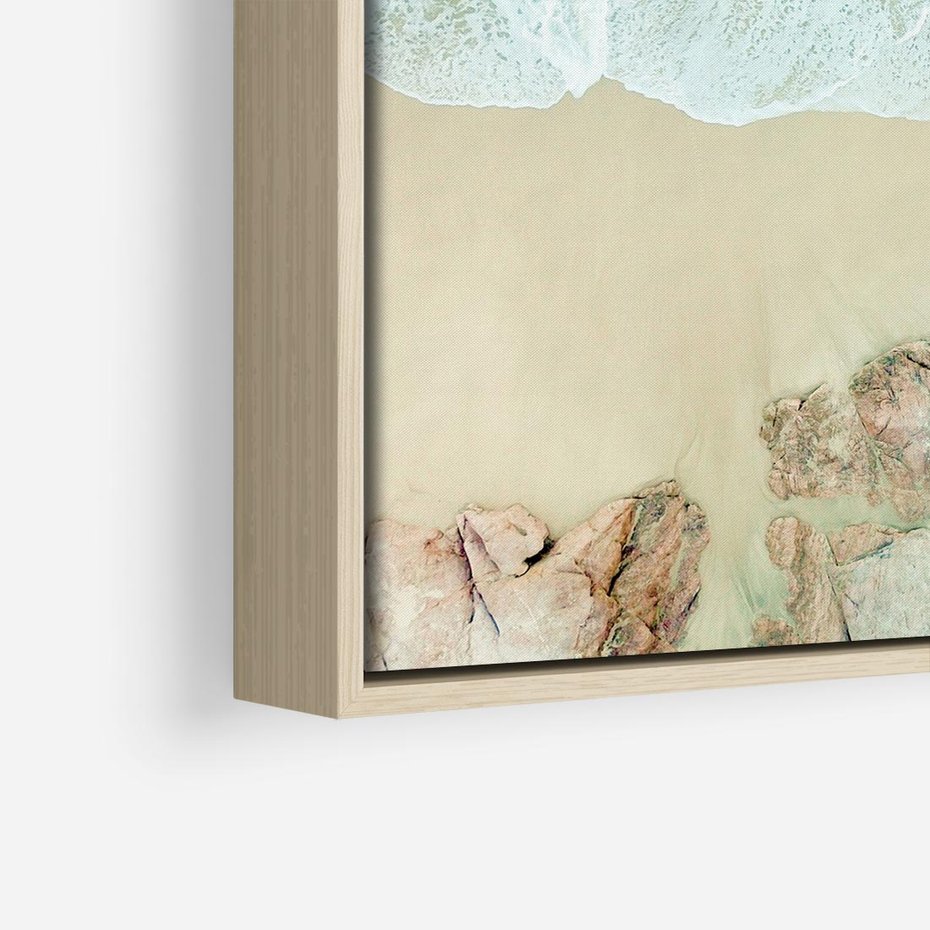 Obraz w ramie 80x80 - Turkusowe Skrzydła - morze, plaża - rama drewno