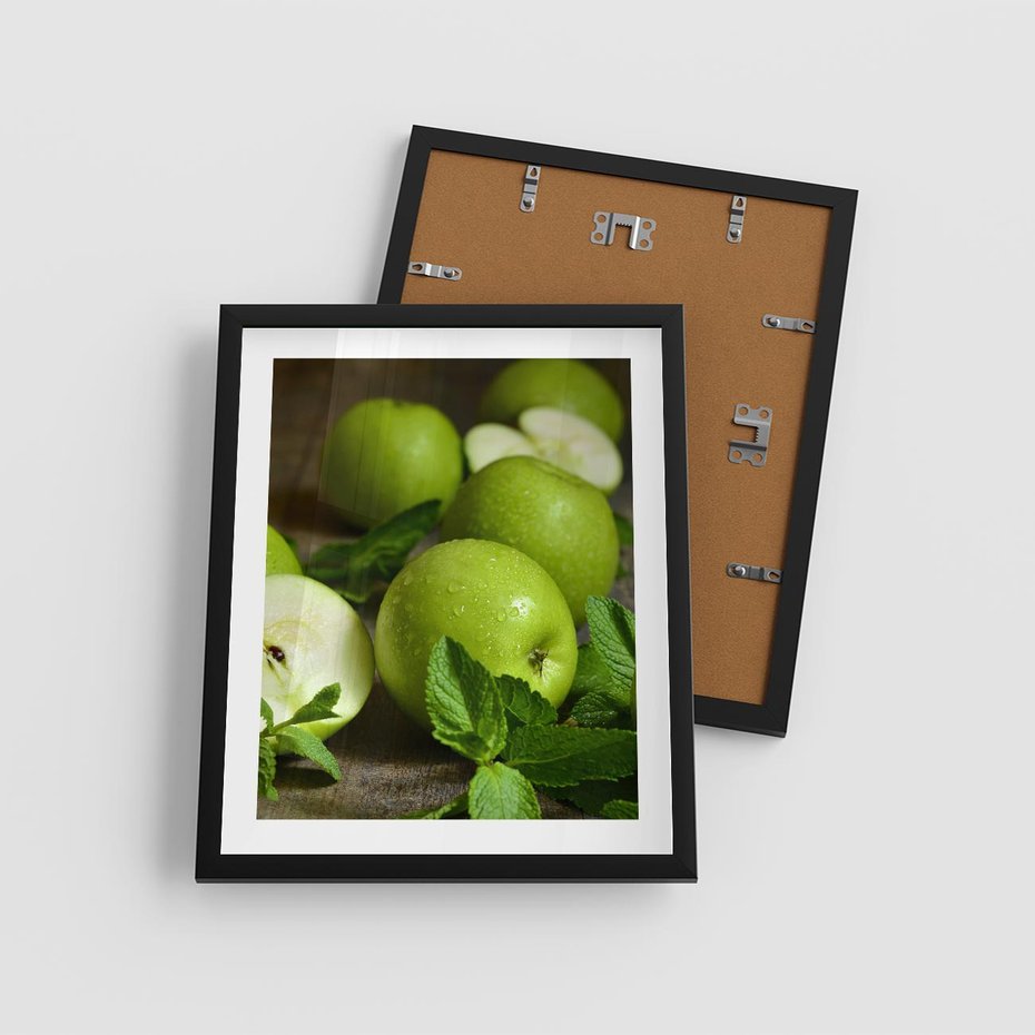 Plakat w ramie 40x50 - Jabłkowa kolorystyka - jabłka, owoce - rama czarna