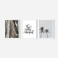 Zestaw obrazy w ramie 30x40 galeria - Pozytywny, cytat, palmy, wakacje - rama biała