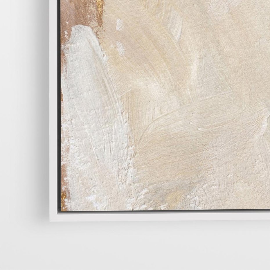 Obraz w ramie 50x50 - Elegancja w Złocistym Chaosie - złoto beż, abstrakcja - rama biała