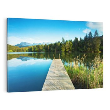 Obraz na płótnie 120x80 - Jezioro w lesie: Ucieczka do natury - jezioro, las