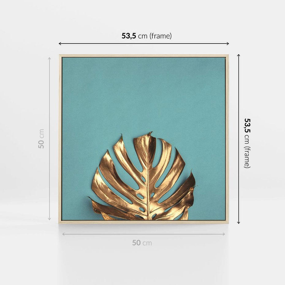 Obraz w ramie 50x50 - Piękno Natury - złote, liście - rama drewno