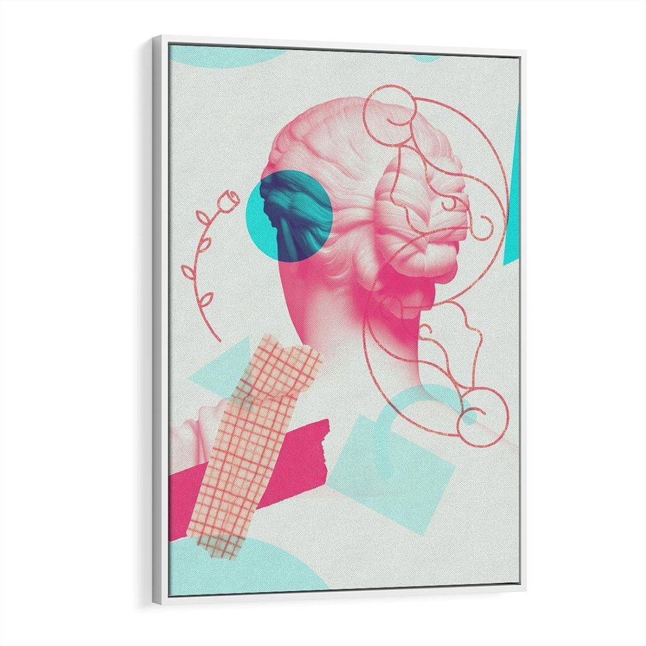 Obraz w ramie 70x100 - Sztuka w Różach - nowoczesna sztuka, kolaż ze zdjęć - rama biała