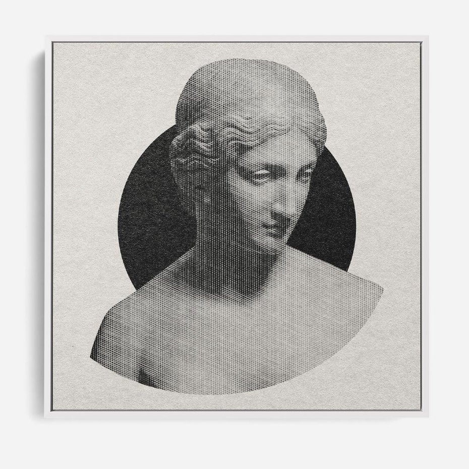 Obraz w ramie 50x50 - Sztuka Zeszłych Czasów - antyczna rzeźba kobiety, posąg - rama biała