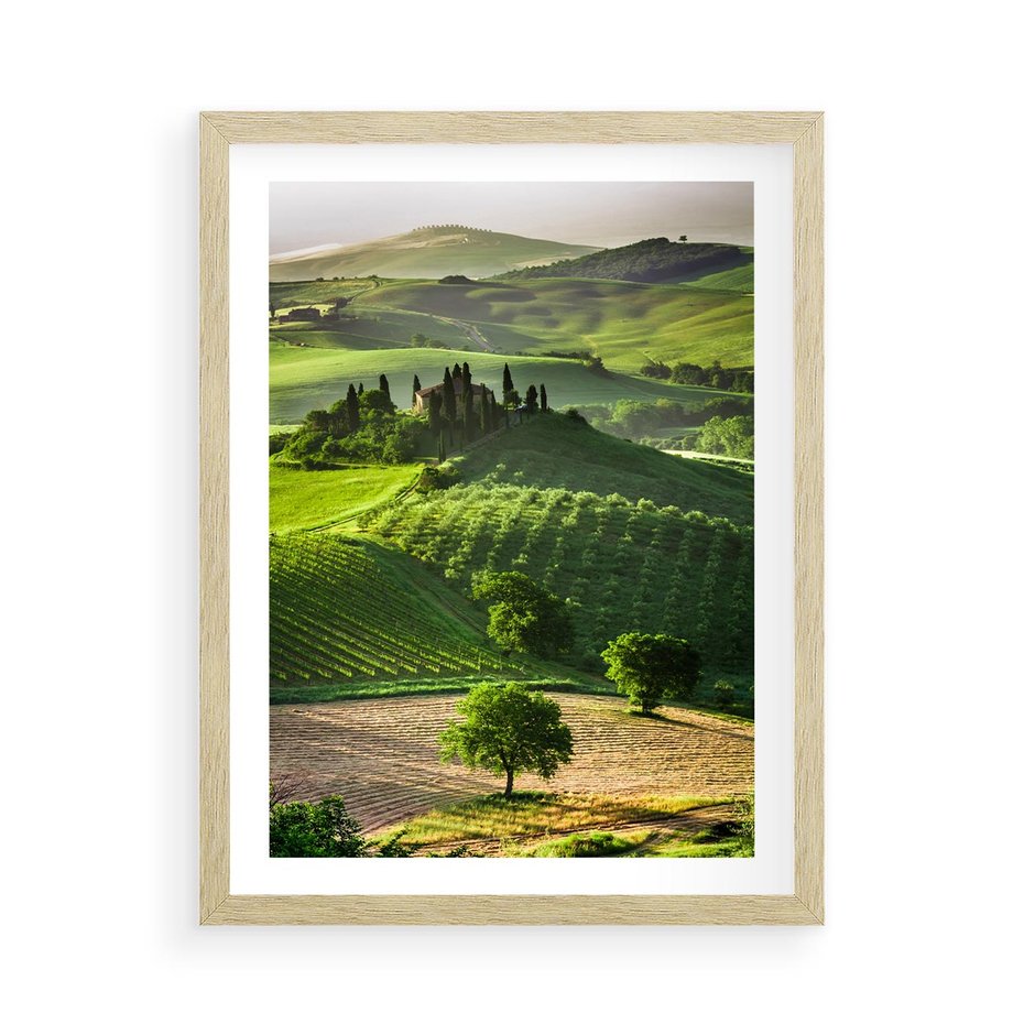 Plakat w ramie 50x70 - Pejzaż Widoczek - widoczek, pejzaż - rama drewno